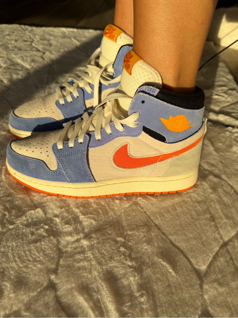 Nike High-Top Sneakers in Blue, White & Orange